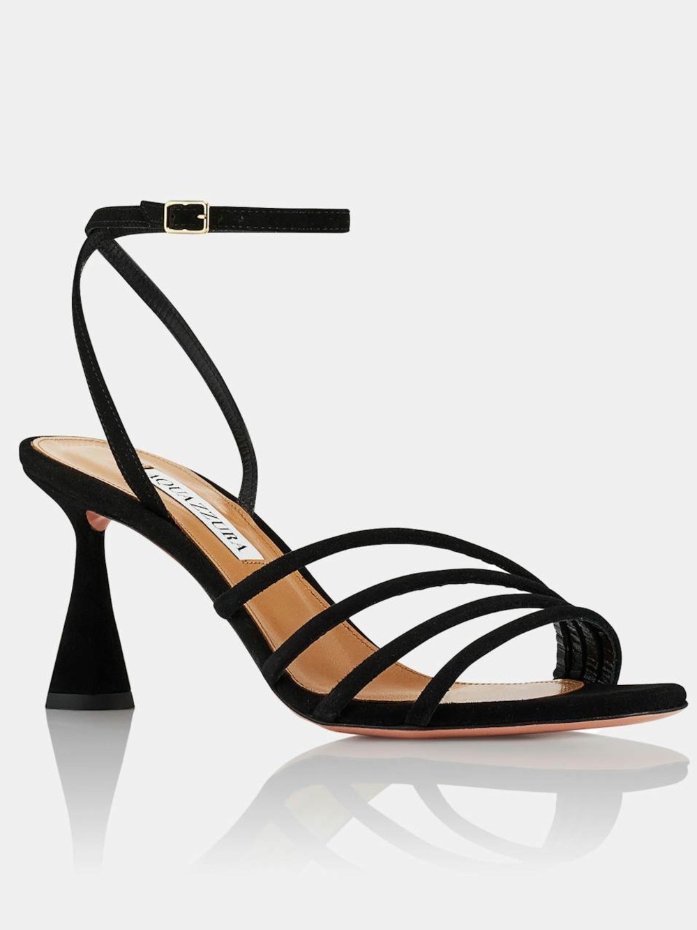 Aquazzura Latour 75 Black Suede Sandal NWT Size 37.5 IT